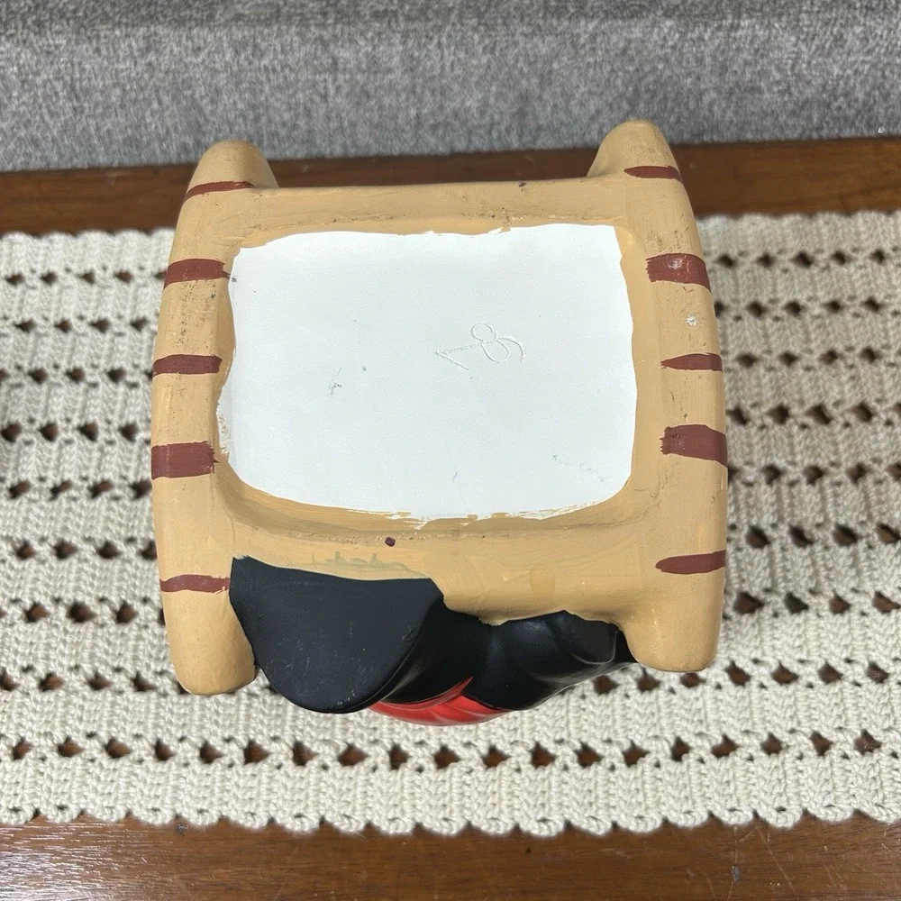 Vtg Ceramic Santa Claus in Rocking Chair Gingerbread Cookie Candy Jar Musical